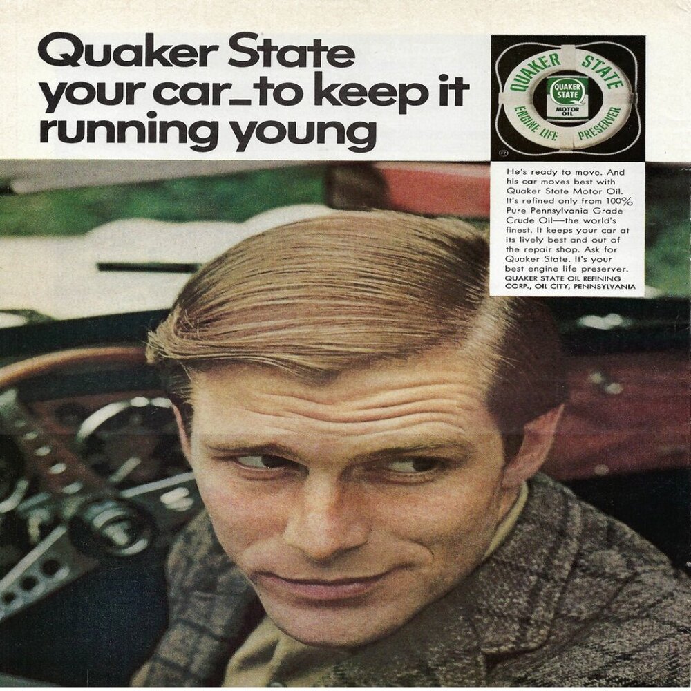 1967 Quaker State Motor Oil Keep Running Young Vintage Magazine Print Ad/Poster